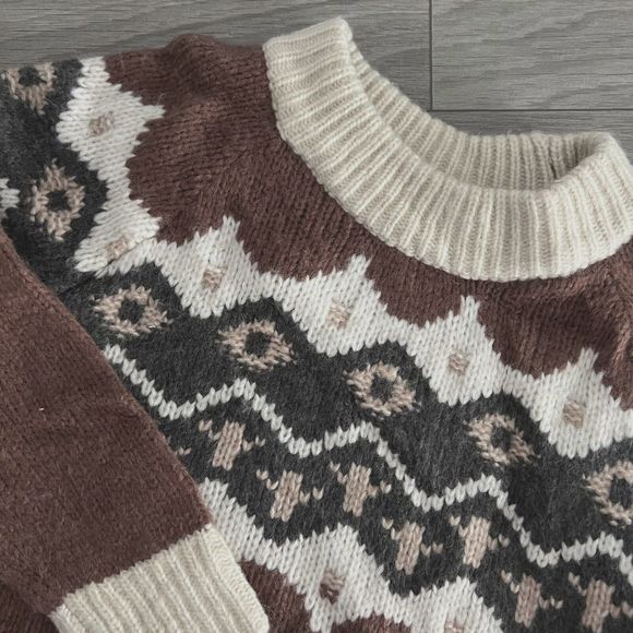 NWT Aerie Womens‎ Fair Isle Oversized Wool Blend Pullover Sweater Size XS - Picture 1 of 7